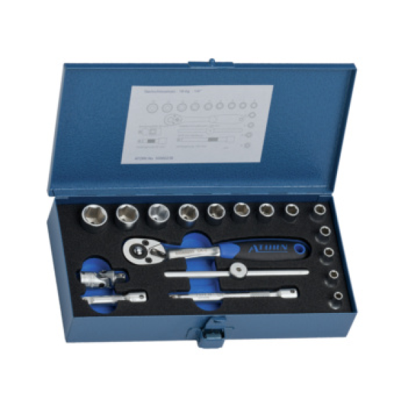 Set de llaves de dado ATORN de 1/4", 18 piezas, hexagonal Set de llaves de dado ATORN de 1/4", 18 piezas, hexagonal-Leer más