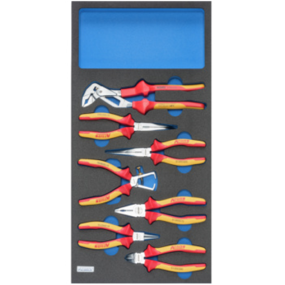 Inserto espuma dura ATORN con juego alicates VDE, 293 x 587 x 30 mm, negro/azul-Leer más
