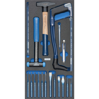 Ins. esp. dura ATORN, juego martillo/sierra/cincel, 293x587x30 mm, negro/azul-Leer más