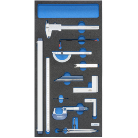 Ins. espuma dura ATORN, juego equipo med., analógico, 293x587x30 mm, negro/azul-Leer más