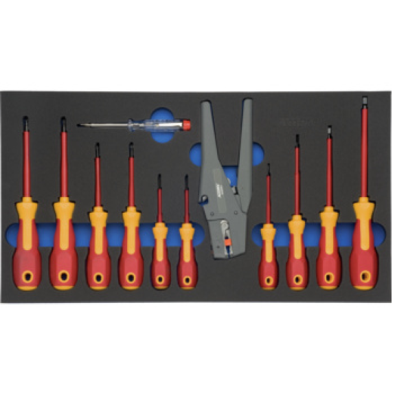 Inserto de espuma dura ATORN con conjunto destornilladores VDE, 265x490x30 mm-Leer más