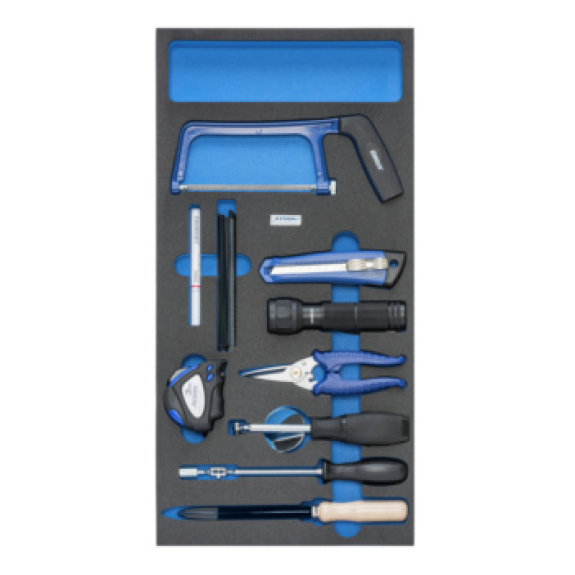 Inserto espuma dura ATORN con espejo, ligero, tijeras 293x587x30 mm, negro/azul-Leer más