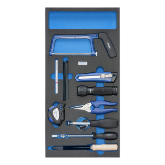 Inserto espuma dura ATORN con espejo, ligero, tijeras 293x587x30 mm, negro/azul-Leer más