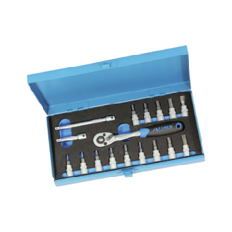 Set de llaves de dado ATORN 1/4", 17 pzs., TX 8 a 40 hexágono interior 3 a 8 mm-Leer más
