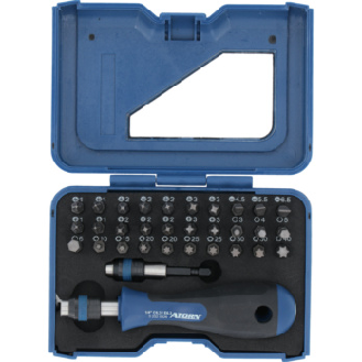 Caja puntas ATORN 32 piezas, ranura/PH/PZ/hex. int./TX, con soporte y empuñadur-Leer más