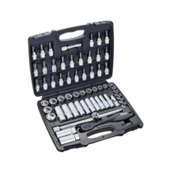 Set de llaves dado ORION 3/8", 61 piezas, con matraca reversible Set de llaves dado ORION 3/8", 61 piezas, con matraca reversible-Leer más