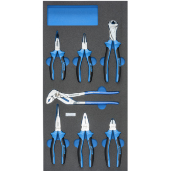 Insert en mousse dure des pinces criées, 293 x 587 x 30 mm, noir / bleu-Leggi tutto