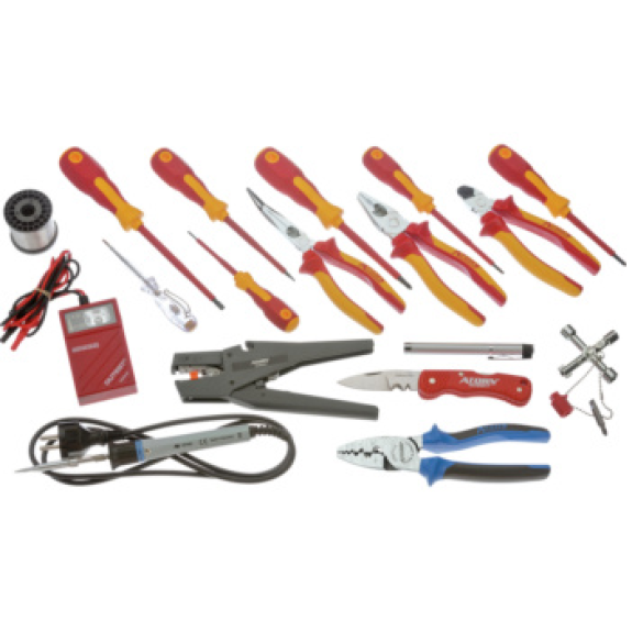 Herr Game. Électriciste, tournevis VDE, pinces VDE, soudeur, lampe de poche-Leggi tutto