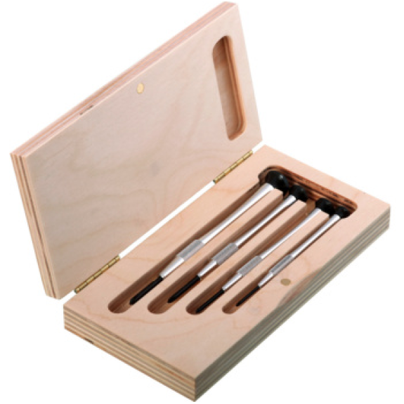 Juego de destornilladores de relojero ORION, 4 piezas, en estuche de madera Juego de destornilladores de relojero ORION, 4 piezas, en estuche de madera-Leer más