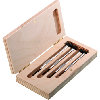 Juego de destornilladores de relojero ORION, 4 piezas, en estuche de madera Juego de destornilladores de relojero ORION, 4 piezas, en estuche de madera
