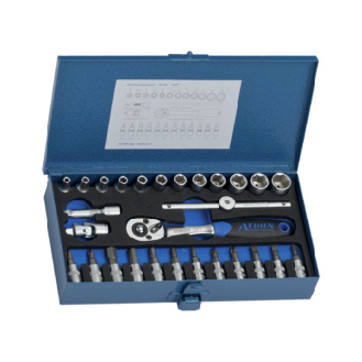 Set de llaves de dado ATORN de 1/4", 28 piezas, hexagonal-Leer más