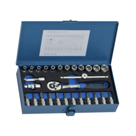 Set de llaves de dado ATORN de 1/4", 28 piezas, hexagonal-Leer más