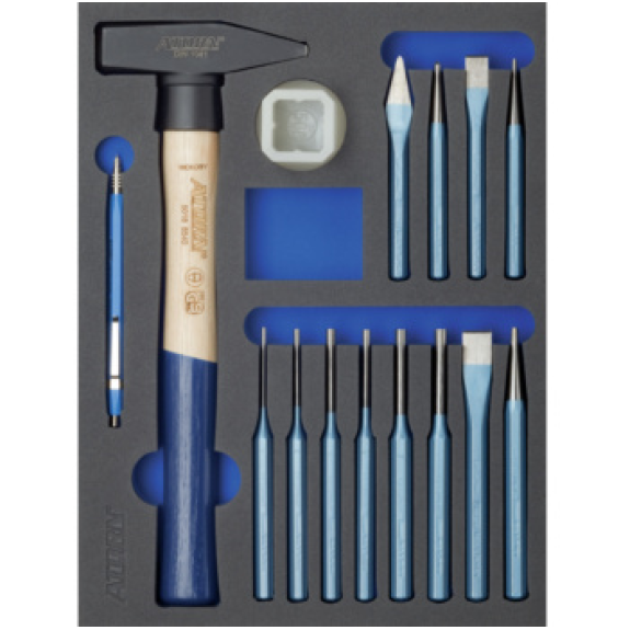 Inserto espuma dura ATORN con martillo + cinceles, LxAnxF: 345x260x30 mm-Leer más