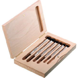 Juego de destornilladores de relojero ORION, 6 piezas, en estuche de madera-Leer más