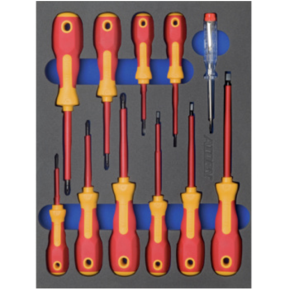 Inserto de espuma dura ATORN con conjunto destornilladores VDE, 345x260x30 mm-Leer más
