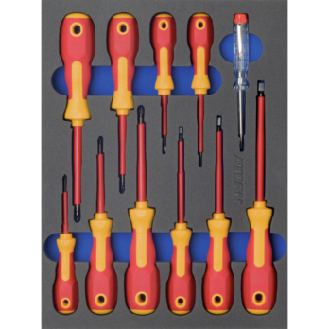 Inserto de espuma dura ATORN con conjunto destornilladores VDE, 345x260x30 mm-Leer más