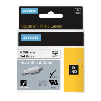 Ruban thermorétractable continu pour étiqueteuse Rhino 4200, largeur 12 mm, longueur 1,5 m, noir sur blanc-Beschreibung lesen