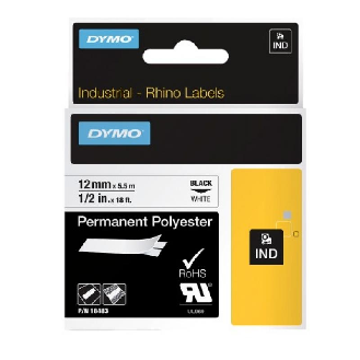 Ruban polyester pour Rhino 4200 et 5200 étiquette blanche écriture noire 19mmx5,5m-Leer más
