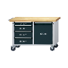 Banco trabajo ruedas HK 850x1140x650 mm (AlxFxAn) RAL 7035/RAL 5010, con puerta