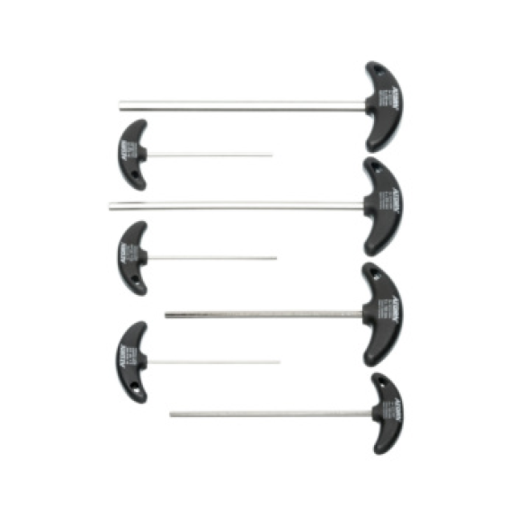 Juego destornilladores hex. ATORN, 7 piezas, 2-8 mm, mango en T, niquelado Juego destornilladores hex. ATORN, 7 piezas, 2-8 mm, mango en T, niquelado-Leer más