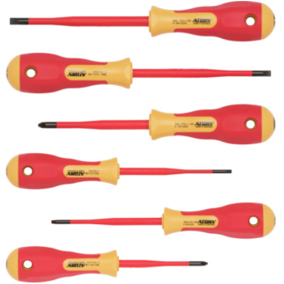 Juego de destornilladores VDE slim ATORN, 6 piezas, 3,5/4,0/5,5/6,5/PZ 1/PZ 2-Leer más