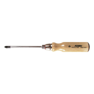 Destornillador de ranura en cruz ATORN PH 2 x 100 mm, con mango de madera-Leer más