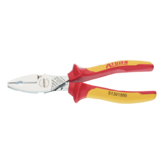 Alicates combinados reforzados VDE ATORN 180 mm, mangos de 2 componentes-Leer más