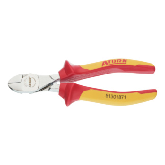 Alicates corte lateral robustos VDE ATORN, 160 mm, cromados, mango de 2 comp.-Leer más