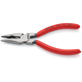 KNIPEX 08 21 145 Spitz-Kombizange mit Kunststoff überzogen schwarz atramentiert 145 mm-Beschreibung lesen