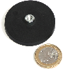 Magnet de neodimio de goma de Ø43 mm con pezón golpeado, potencia de 10 kg