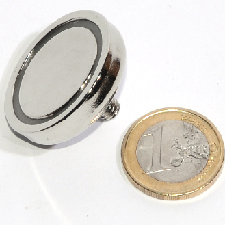 Magnete neodimio Ø 32 mm con molla filettata M6, potenza 30 kg-Leggi tutto