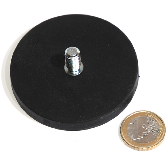 Magnet de goma de neodimio Ø66 mm con varilla roscada, potencia de 18 kg-Leer más