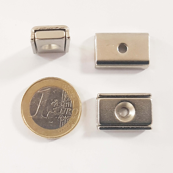 Rechteckiger Neodym -Magnet mit Befestigungsloch 20 x 13,5 mm, Leistung 8 kg-Beschreibung lesen