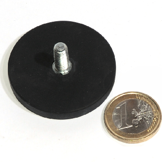 Magnete neodimio in gomma Ø43mm con asta filettata, potenza 8,5 kg-Leggi tutto