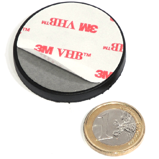 Néodyme Gummi -Magnet -Plot -Antigliss Ø43mm mit Klebstoff, Leistung 10 kg-Beschreibung lesen