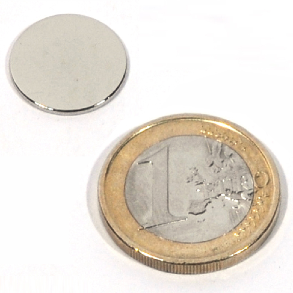 Disco magnet de neodimio Ø15 x 1 mm, potencia 0.95 kg-Leer más