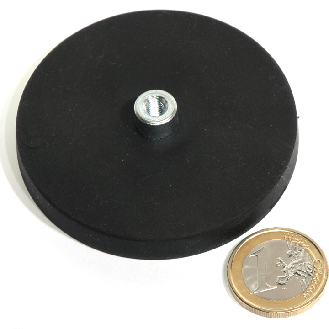 Magnete neodimio di gomma Ø66mm con capezzolo toccato, potenza 25 kg-Leggi tutto