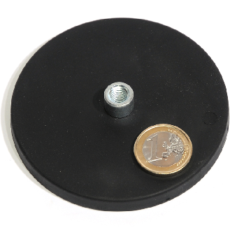 Magnete in gomma neodimio Ø88mm con capezzolo toccato, potenza 55 kg-Leggi tutto