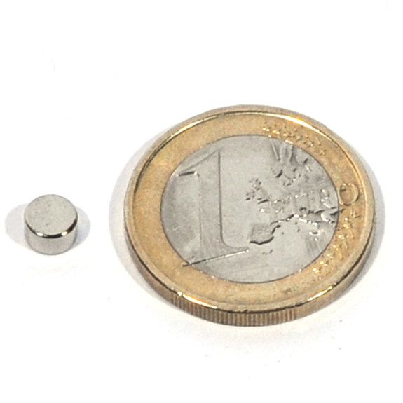 Disco magnet de neodimio Ø 5x3mm, potencia 0.64 kg-Leer más