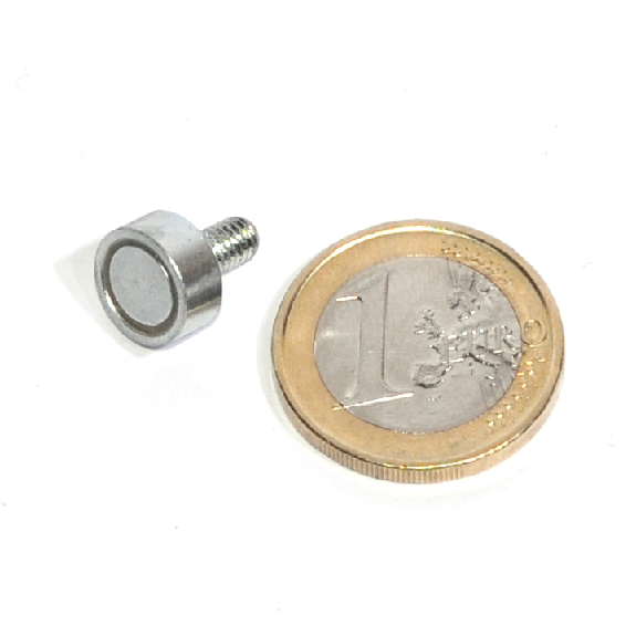 Magnet de neodimio Ø 10 mm con varilla roscada M4, potencia 1.5 kg-Leer más