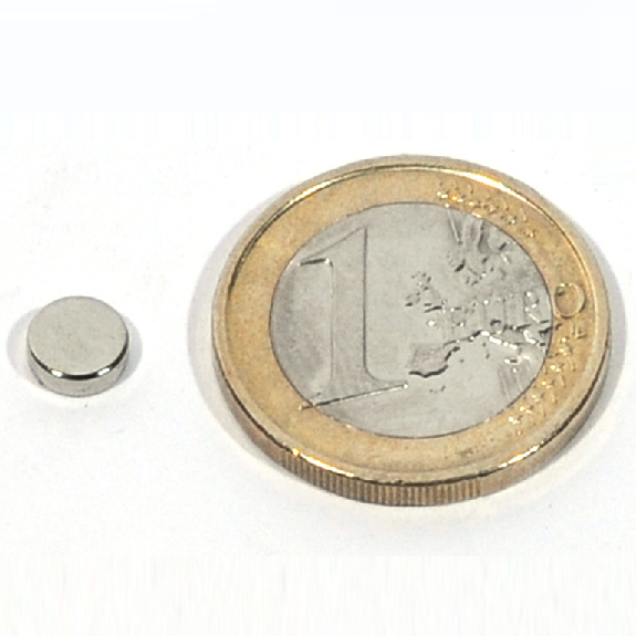Disco magnet de neodimio Ø 6x2 mm, potencia 0.68 kg Disco magnet de neodimio Ø 6x2 mm, potencia 0.68 kg-Leer más