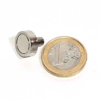 Magnete neodimio Ø 13mm con molla filettata M5, potenza 3,5 kg-Leggi tutto