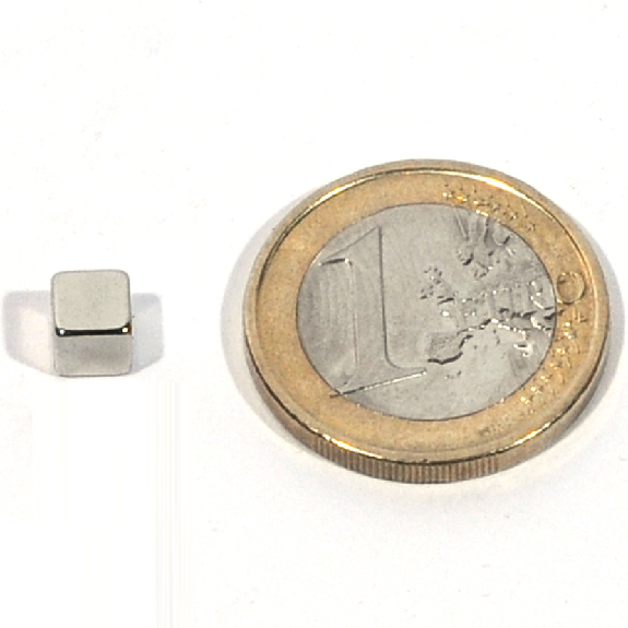 Bloque de magnet de Neodymium 5x5x5 mm, potencia 1.1 kg-Leer más