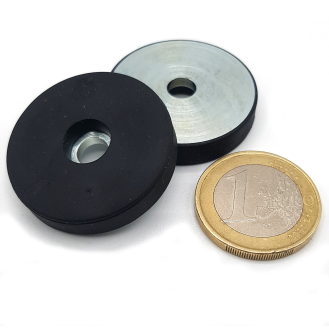 Magnete neodimio di gomma Ø31mm con foro cilindrico, potenza 8,9 kg-Leggi tutto