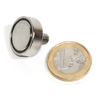 Magnete neodimio Ø 20mm con asta filettata M6, potenza 12 kg-Leggi tutto