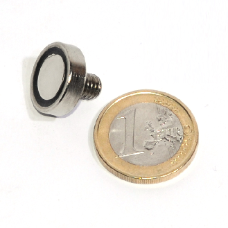 Neodym -Magnet Ø 16 mm mit Gewindestange M6, Power 8 kg-Beschreibung lesen
