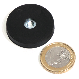 Aimant néodyme caoutchouc Ø31mm avec trou fileté, puissance 8.9 kg-Lire la description