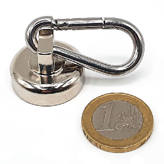 Magnet mit Carabiner Ø25mm, Kraft 17 kg-Beschreibung lesen