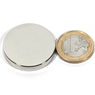 Disco di magnete neodimio Ø32 x 5mm, potenza 12,2 kg-Leggi tutto
