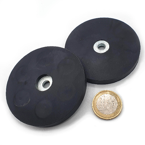 Imán de neodimio de goma Ø66 mm con agujero cilíndrico, potencia de 20 kg-Leer más